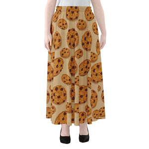 Chocolate Chip Cookie Pattern Print Chiffon Maxi Skirt