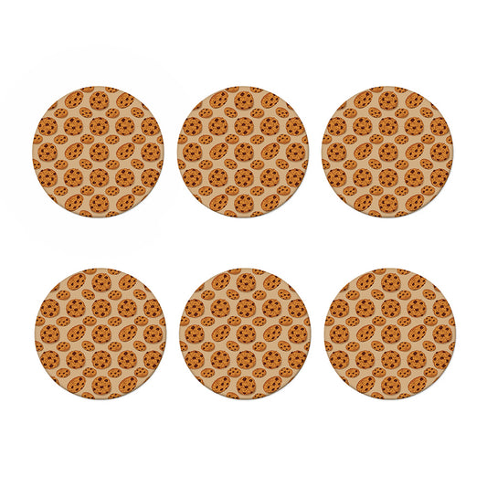 Chocolate Chip Cookie Pattern Print Coaster Set