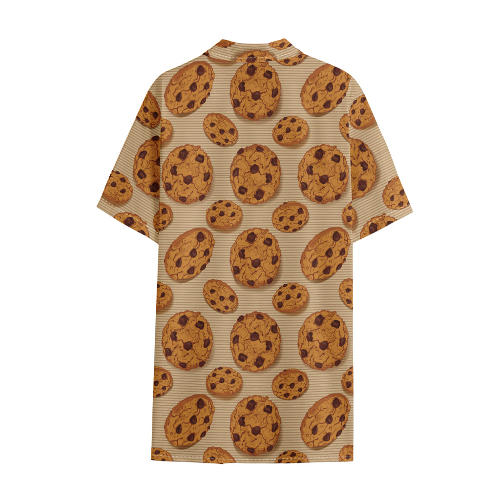 Chocolate Chip Cookie Pattern Print Cotton Hawaiian Shirt