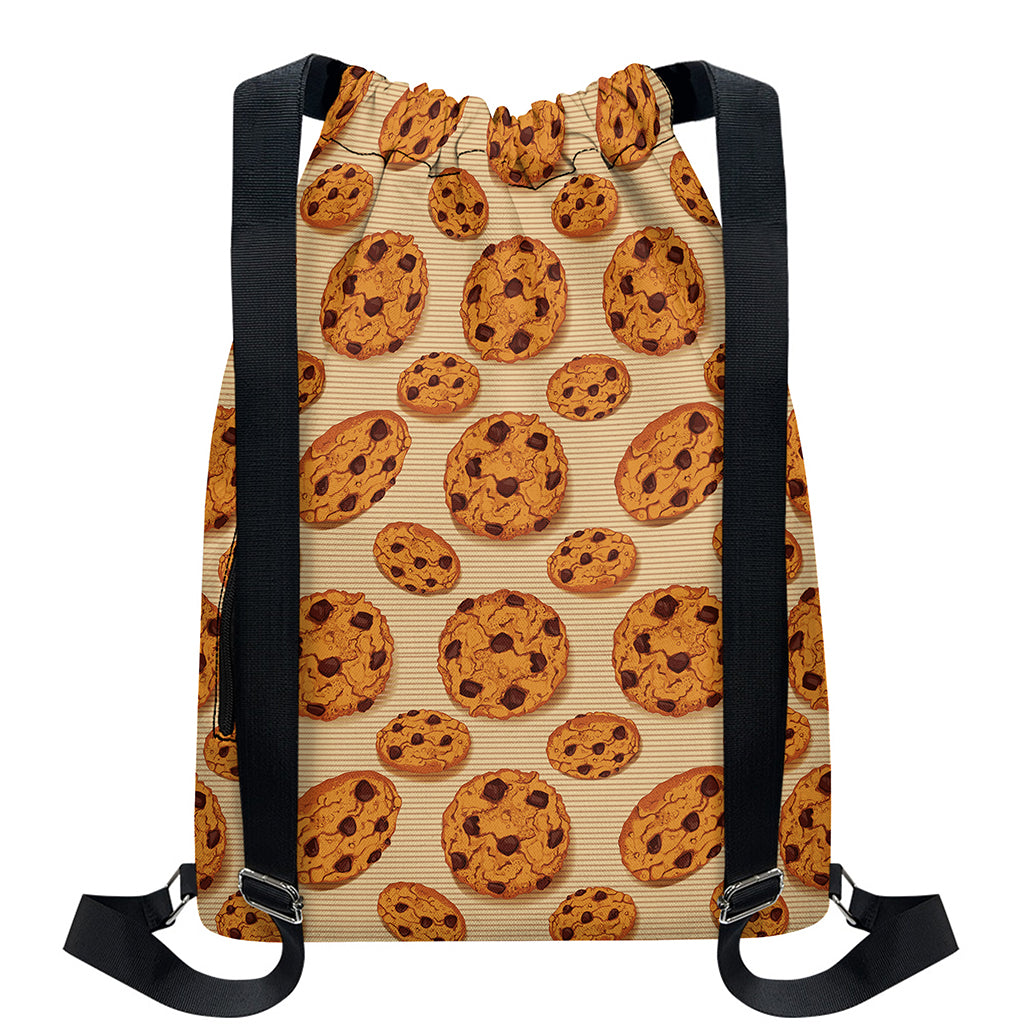 Chocolate Chip Cookie Pattern Print Drawstring Backpack