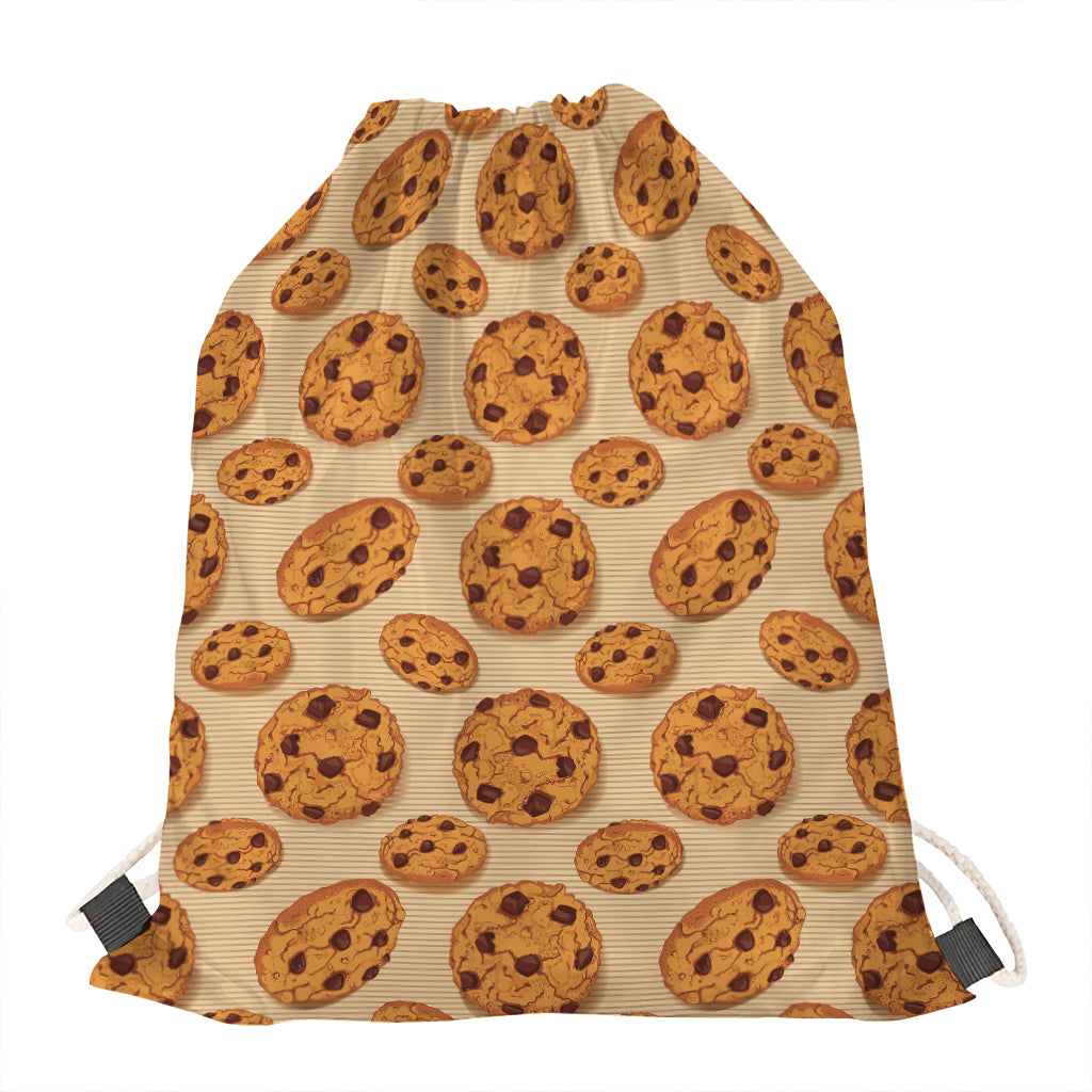 Chocolate Chip Cookie Pattern Print Drawstring Bag