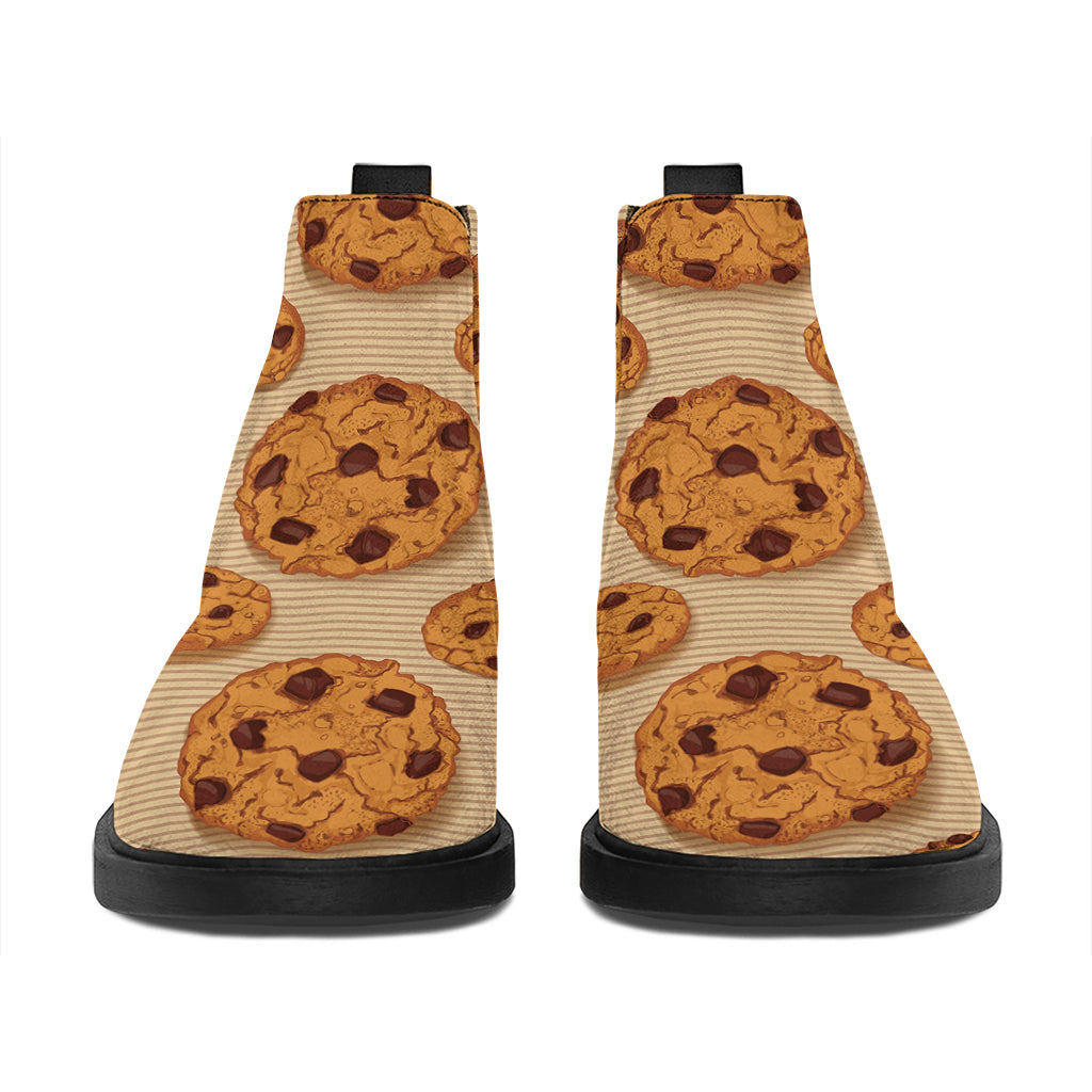 Chocolate Chip Cookie Pattern Print Flat Ankle Boots