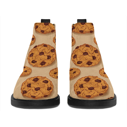 Chocolate Chip Cookie Pattern Print Flat Ankle Boots