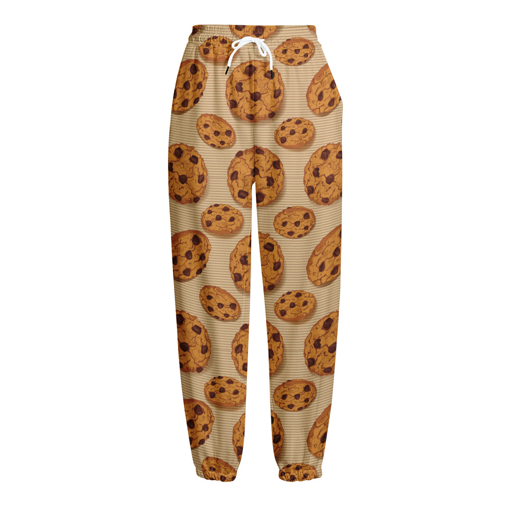 Chocolate Chip Cookie Pattern Print Fleece Lined Knit Pants