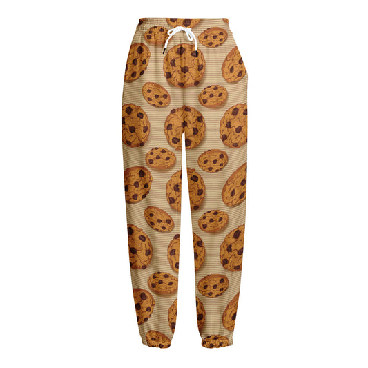 Chocolate Chip Cookie Pattern Print Fleece Lined Knit Pants