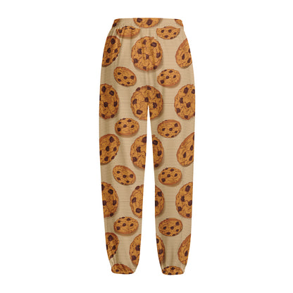 Chocolate Chip Cookie Pattern Print Fleece Lined Knit Pants