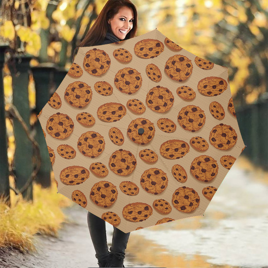 Chocolate Chip Cookie Pattern Print Foldable Umbrella