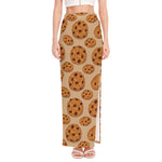 Chocolate Chip Cookie Pattern Print High Slit Maxi Skirt