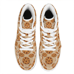 Chocolate Chip Cookie Pattern Print High Top Leather Sneakers