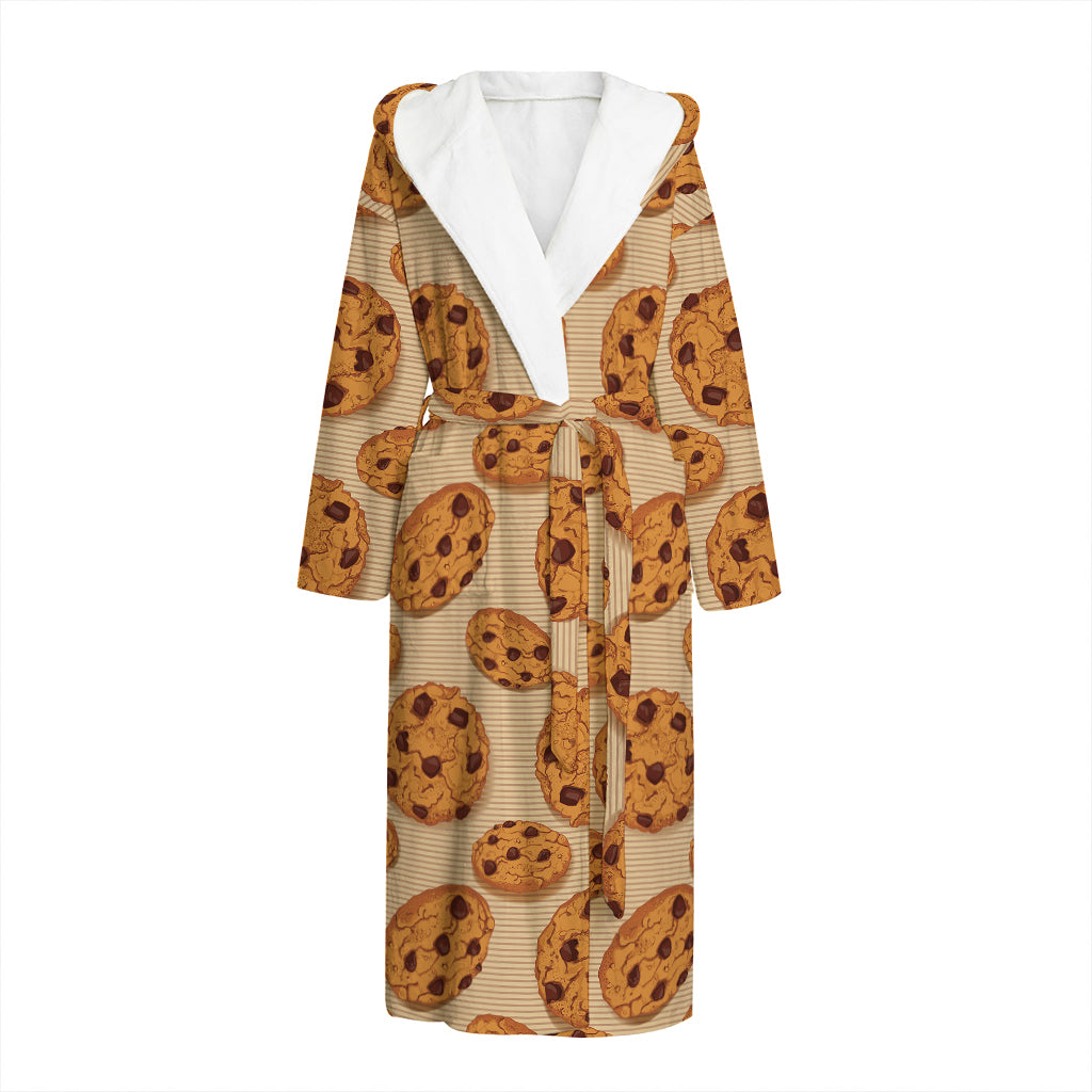 Chocolate Chip Cookie Pattern Print Hooded Bathrobe