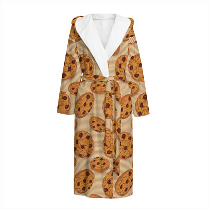 Chocolate Chip Cookie Pattern Print Hooded Bathrobe