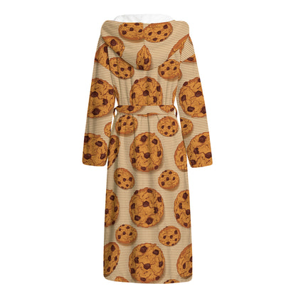 Chocolate Chip Cookie Pattern Print Hooded Bathrobe