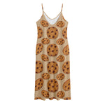 Chocolate Chip Cookie Pattern Print Jersey Midi Cami Dress