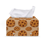 Chocolate Chip Cookie Pattern Print Leather Tissue Box Cover