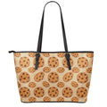 Chocolate Chip Cookie Pattern Print Leather Tote Bag With Zipper
