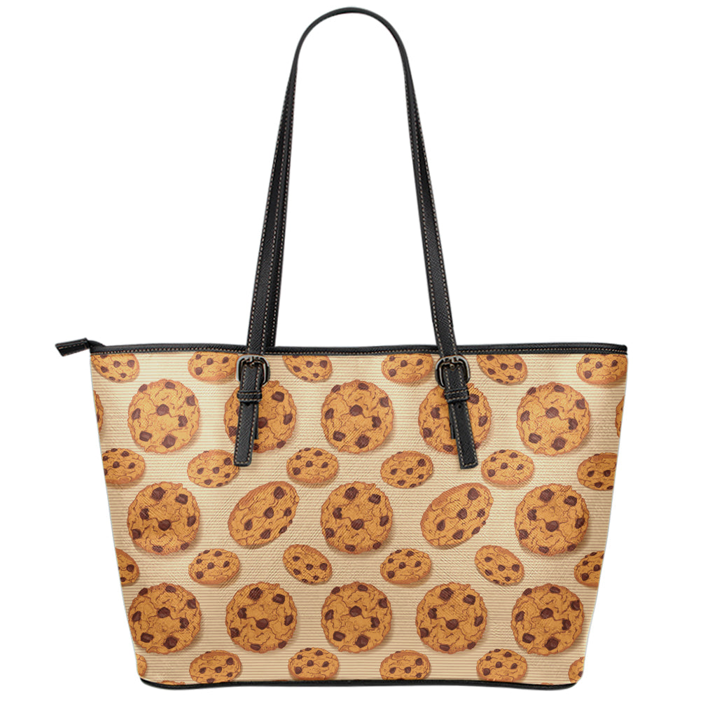 Chocolate Chip Cookie Pattern Print Leather Tote Bag
