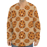 Chocolate Chip Cookie Pattern Print Long Sleeve Baseball Jersey