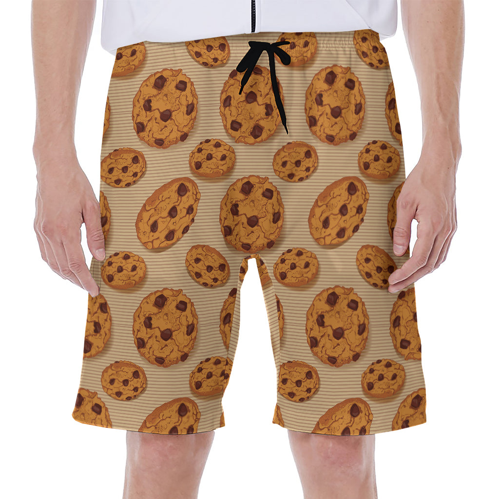 Chocolate Chip Cookie Pattern Print Men's Beach Shorts