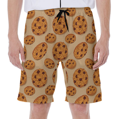 Chocolate Chip Cookie Pattern Print Men's Beach Shorts