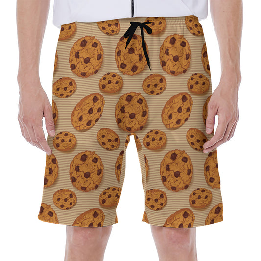 Chocolate Chip Cookie Pattern Print Men's Beach Shorts