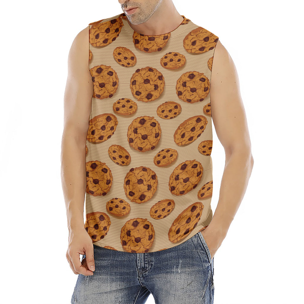 Chocolate Chip Cookie Pattern Print Men's Fitness Tank Top