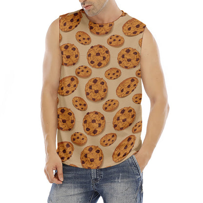 Chocolate Chip Cookie Pattern Print Men's Fitness Tank Top
