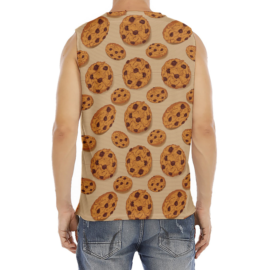 Chocolate Chip Cookie Pattern Print Men's Fitness Tank Top