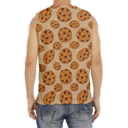 Chocolate Chip Cookie Pattern Print Men's Fitness Tank Top