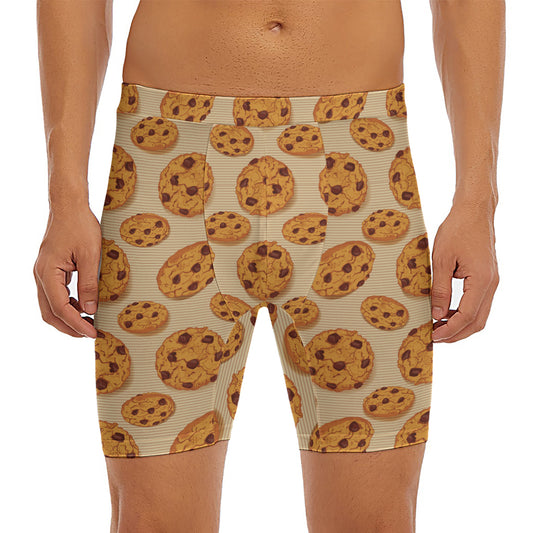 Chocolate Chip Cookie Pattern Print Men's Long Boxer Briefs