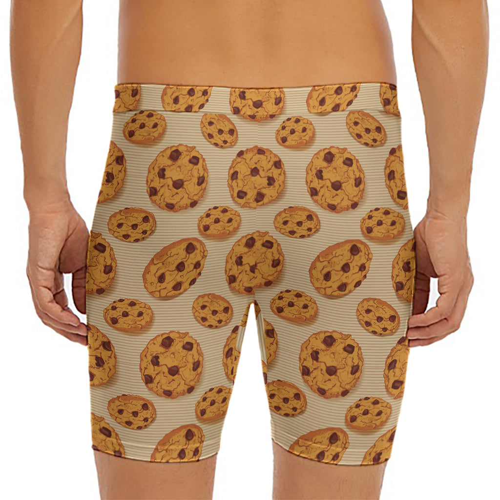 Chocolate Chip Cookie Pattern Print Men's Long Boxer Briefs