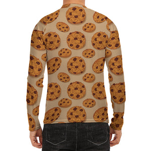 Chocolate Chip Cookie Pattern Print Men's Long Sleeve Rash Guard