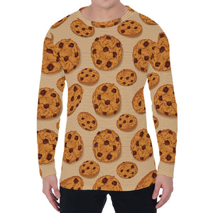 Chocolate Chip Cookie Pattern Print Men's Long Sleeve T-Shirt