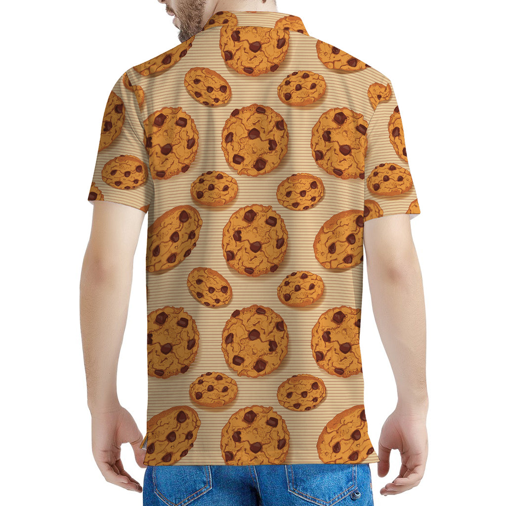 Chocolate Chip Cookie Pattern Print Men's Polo Shirt