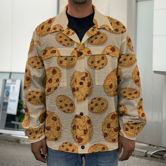 Chocolate Chip Cookie Pattern Print Men's Shirt Jacket