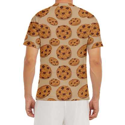 Chocolate Chip Cookie Pattern Print Men's Short Sleeve Rash Guard