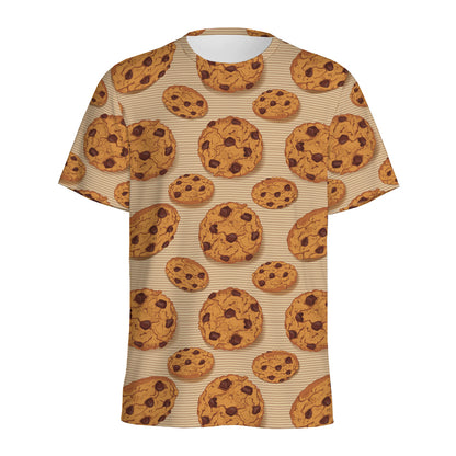 Chocolate Chip Cookie Pattern Print Men's Sports T-Shirt