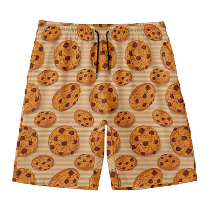 Chocolate Chip Cookie Pattern Print Men's Swim Trunks