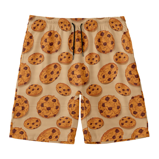 Chocolate Chip Cookie Pattern Print Men's Swim Trunks
