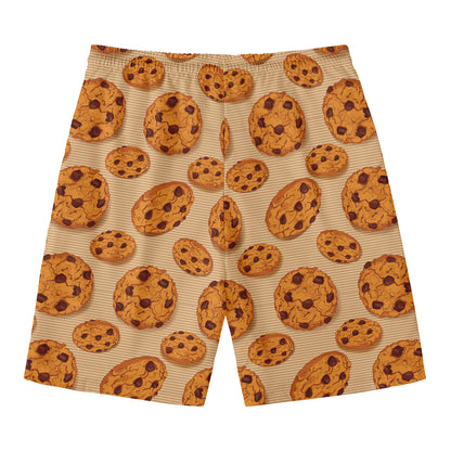 Chocolate Chip Cookie Pattern Print Men's Swim Trunks