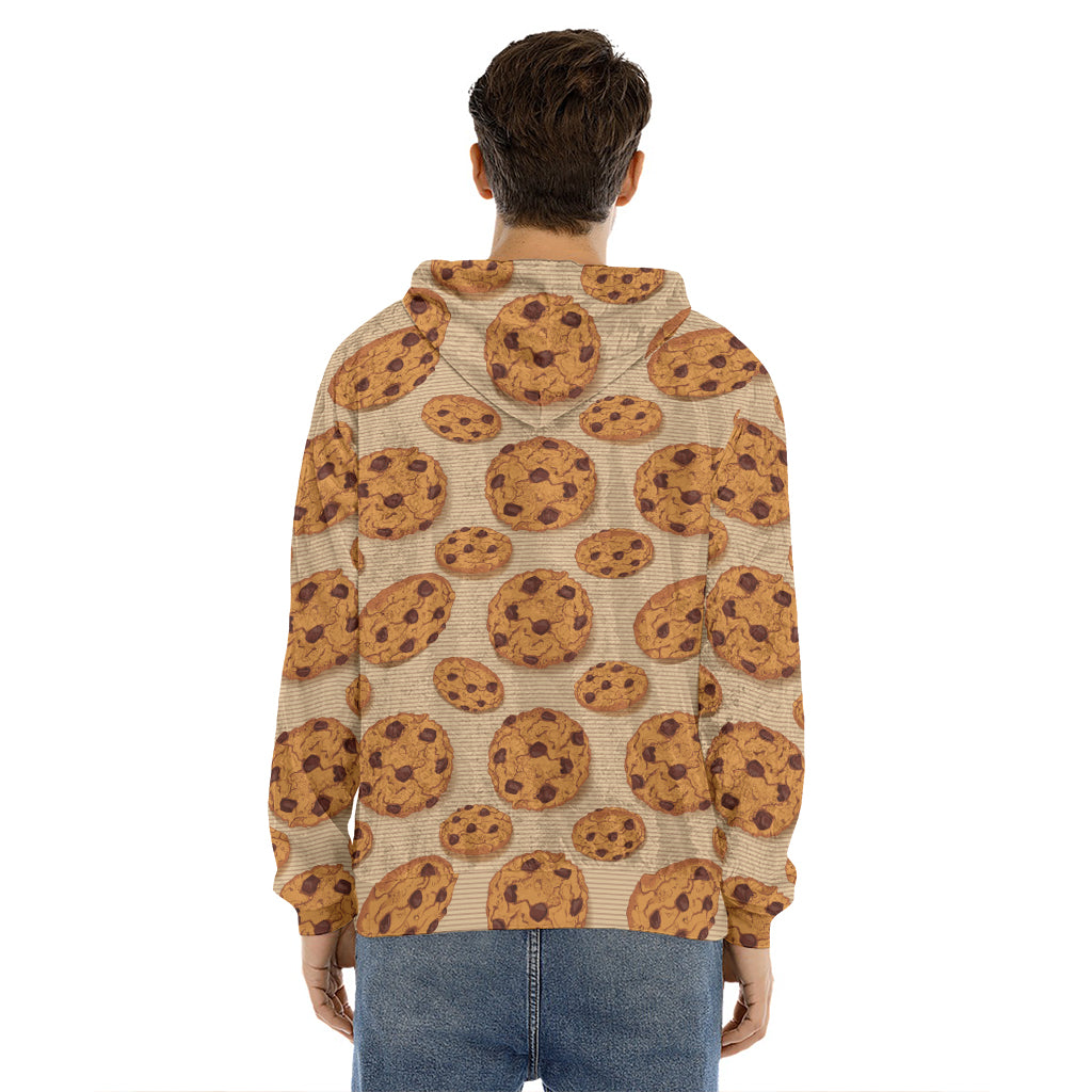 Chocolate Chip Cookie Pattern Print Men's Velvet Pullover Hoodie