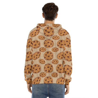 Chocolate Chip Cookie Pattern Print Men's Velvet Pullover Hoodie
