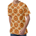 Chocolate Chip Cookie Pattern Print Men's Velvet T-Shirt