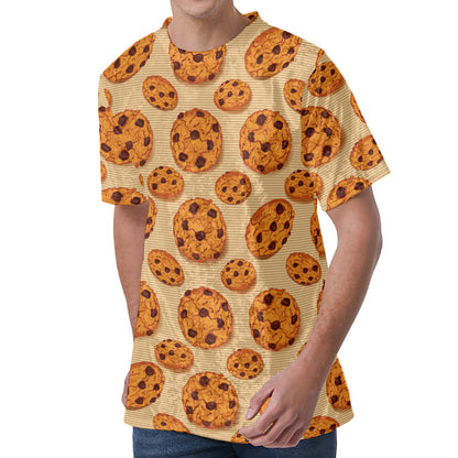 Chocolate Chip Cookie Pattern Print Men's Velvet T-Shirt