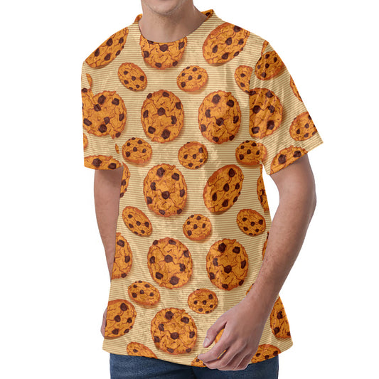 Chocolate Chip Cookie Pattern Print Men's Velvet T-Shirt