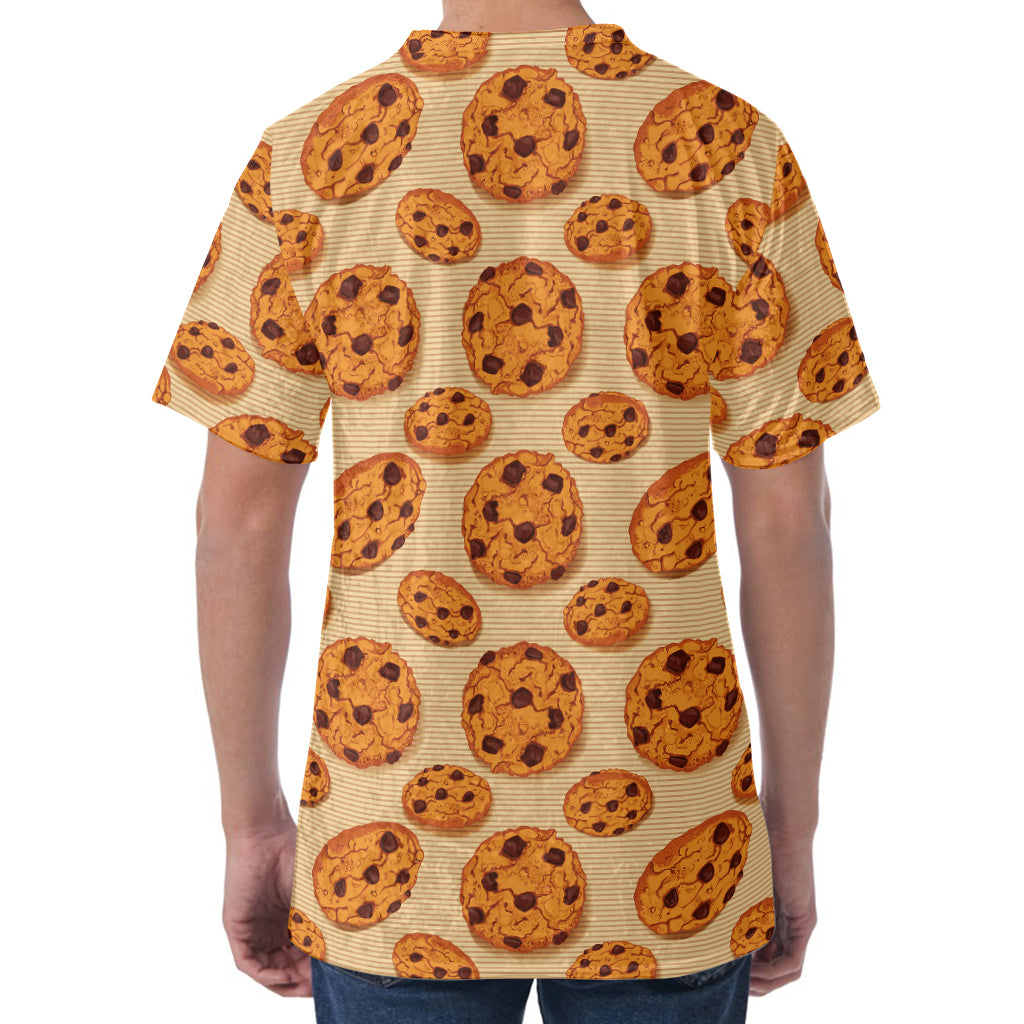 Chocolate Chip Cookie Pattern Print Men's Velvet T-Shirt