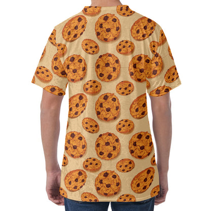Chocolate Chip Cookie Pattern Print Men's Velvet T-Shirt