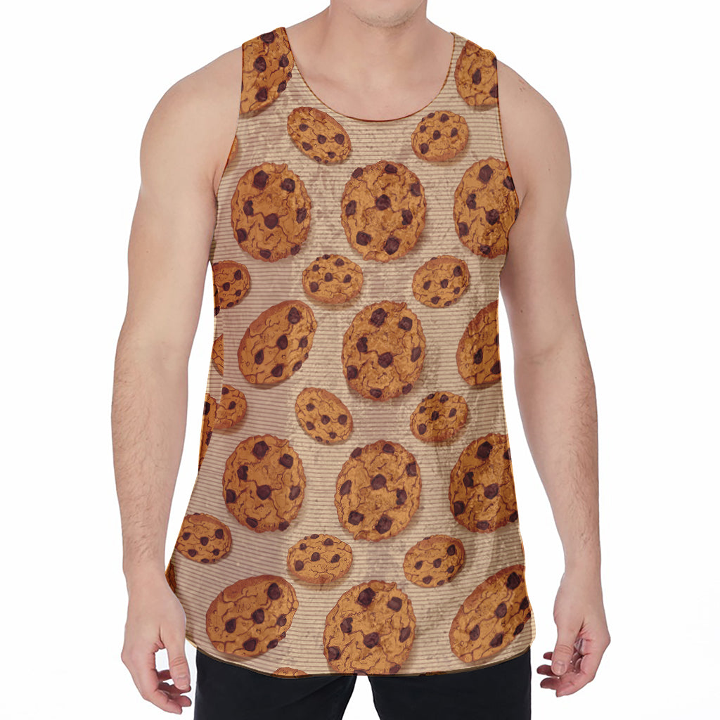 Chocolate Chip Cookie Pattern Print Men's Velvet Tank Top