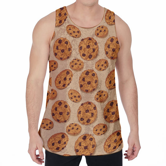 Chocolate Chip Cookie Pattern Print Men's Velvet Tank Top