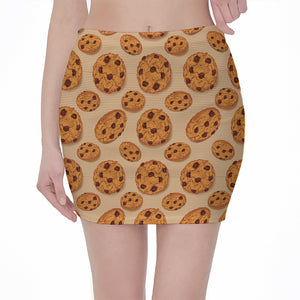 Chocolate Chip Cookie Pattern Print Pencil Mini Skirt