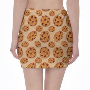 Chocolate Chip Cookie Pattern Print Pencil Mini Skirt